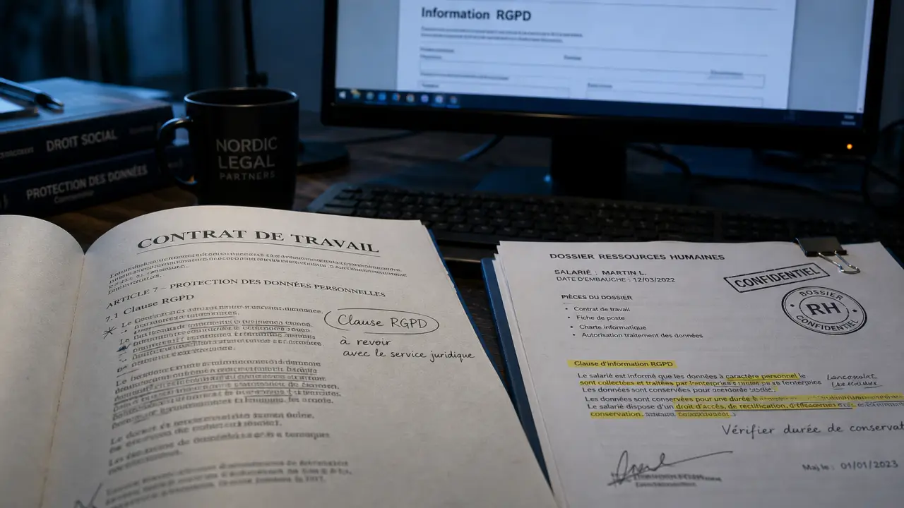Clause RGPD contrat de travail : contrat RH et information RGPD