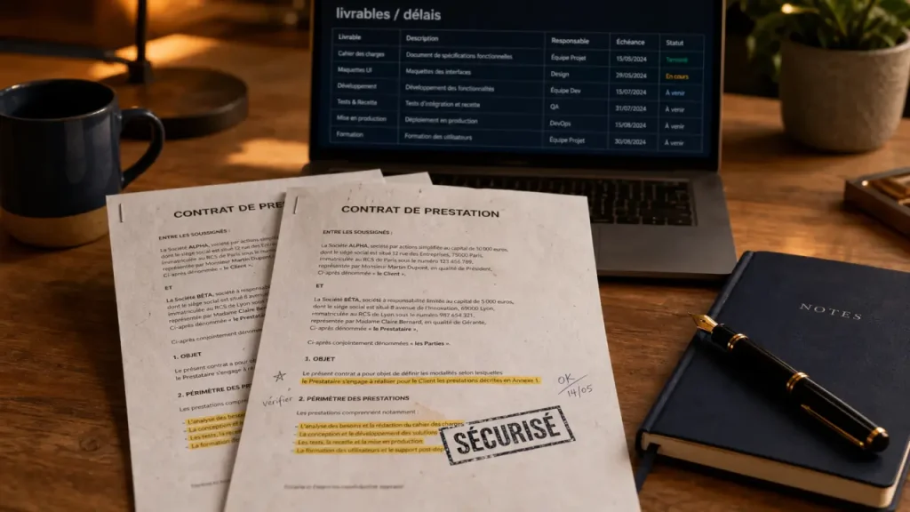 Contrat de prestation de services : modèle à personnaliser et clauses indispensables pour éviter la requalification