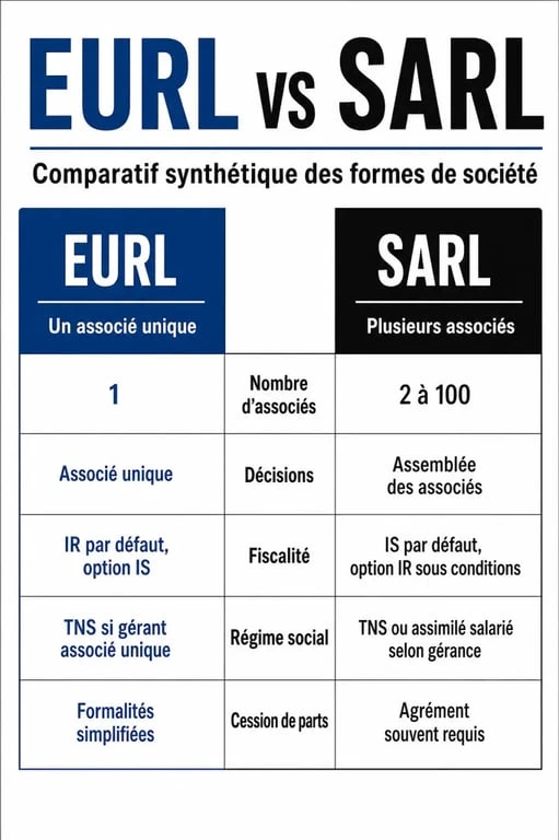 Différence eurl et sarl : comparaison des associés, de la fiscalité et du régime social