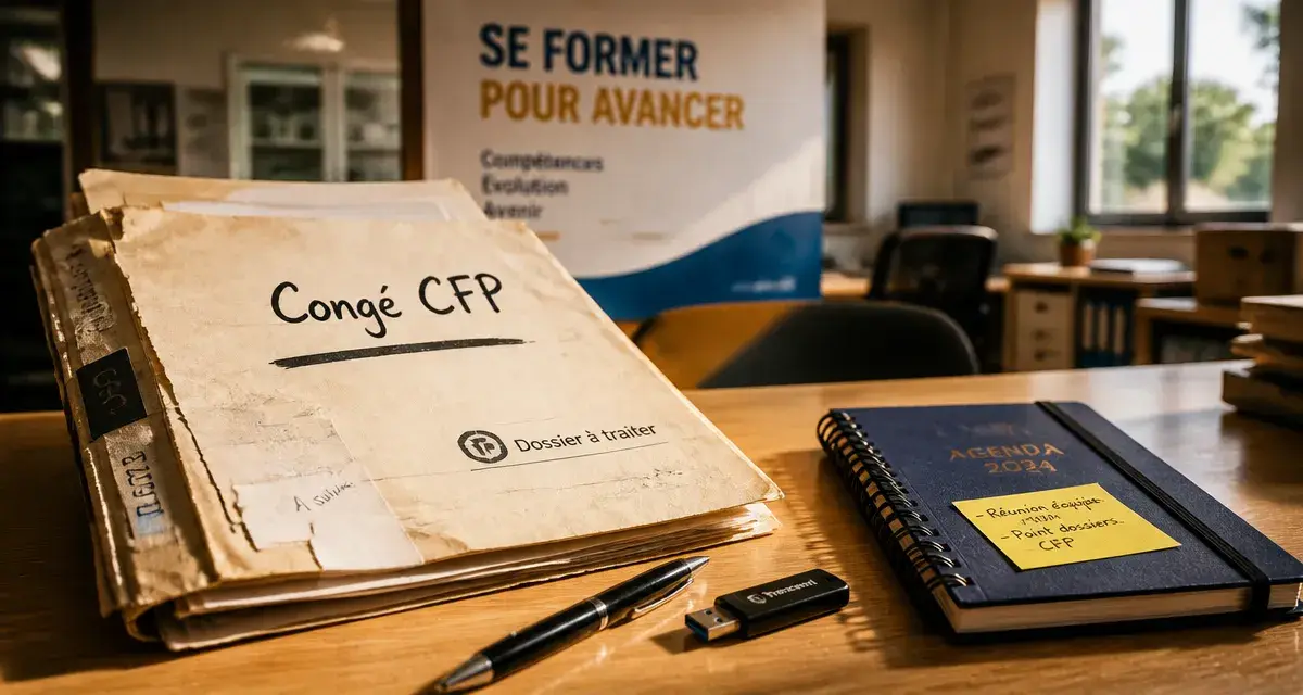 Congé de formation professionnelle : dossier CFP sur bureau