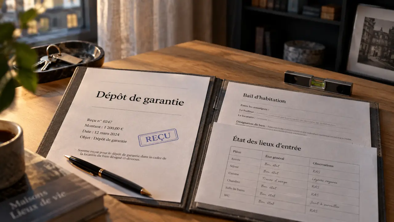 Dépôt de garantie bail commercial : reçu et bail sur bureau